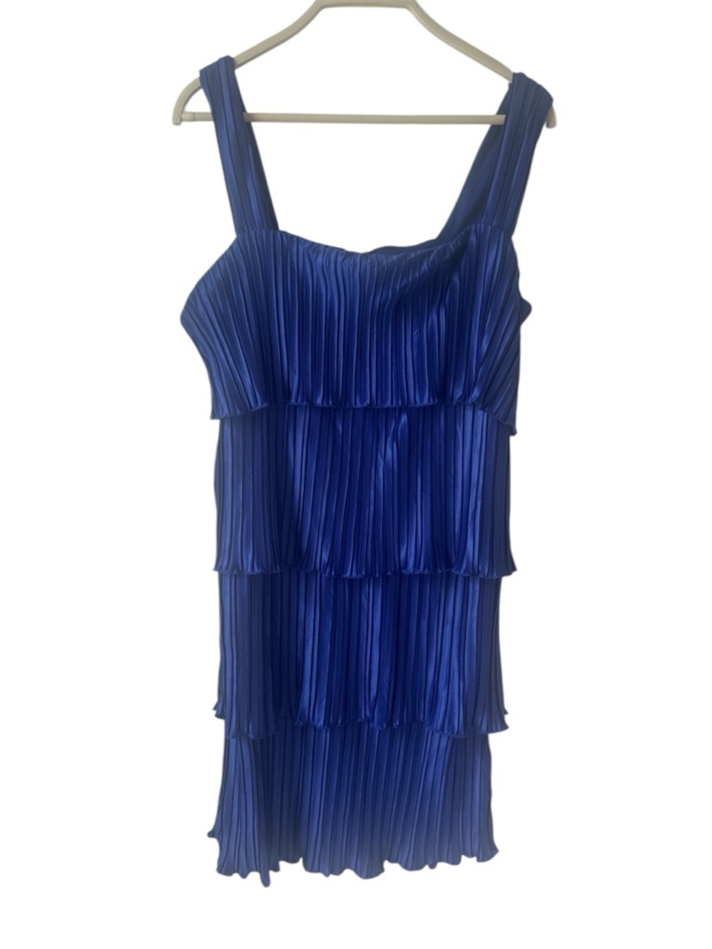 DKNY Sleeveless Royal Blue Tiered Pleated Mini Dress
